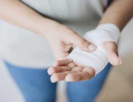 personal injury to the hand with bandage